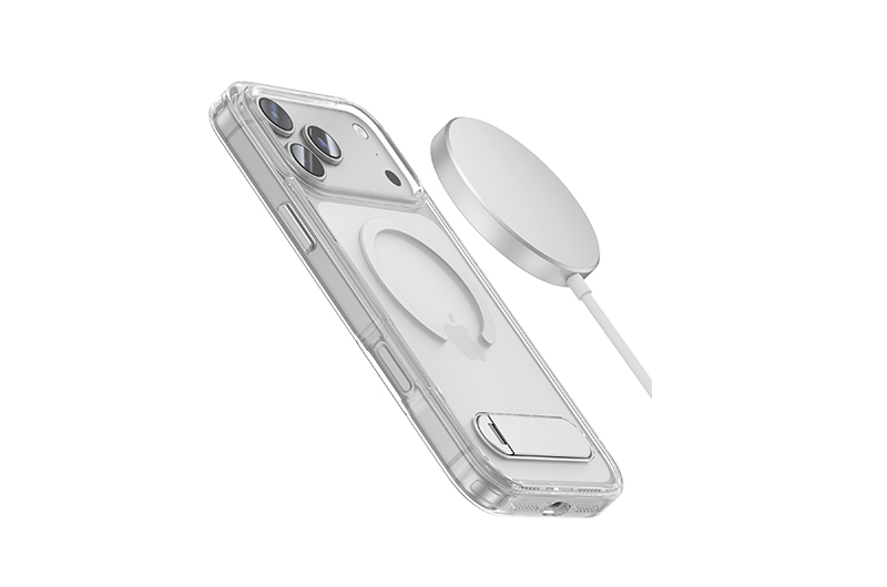 Clear Magnetic Phone Case with 60 degree rotating Kickstand for iPhone 17/16/15/14/13/12/11 Series (Support OEM/ODM)