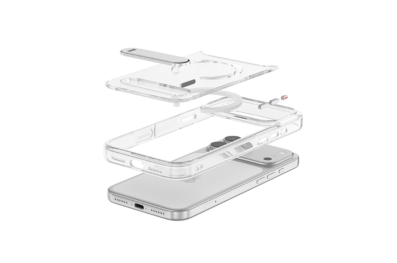 Clear Magnetic Phone Case with 60 degree rotating Kickstand for iPhone 17/16/15/14/13/12/11 Series (Support OEM/ODM)