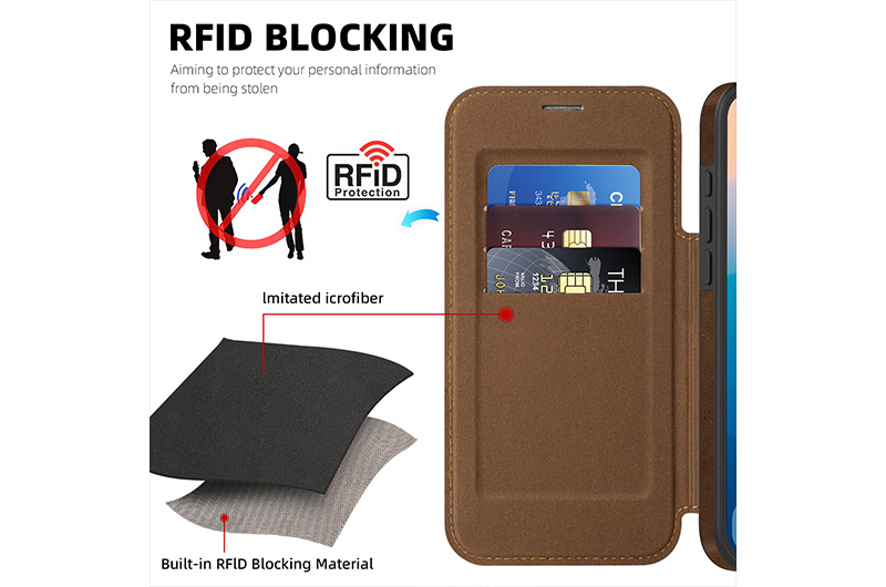 Magnetic Leather Phone Case with RFID  Blocking Card Slots for iPhone 17/16/15/14/13/12/11 Series (Support OEM/ODM)