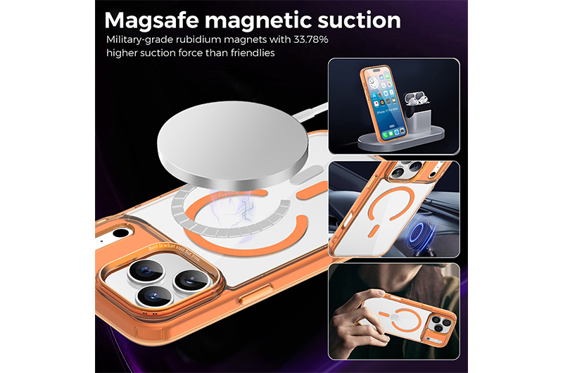 Clear Magnetic PC+TPU Phone Case for iPhone 17/16/15/14/13/12 Series (Support OEM/ODM)