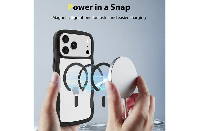 Skin-Friendly Wave Magnetic PC+TPU Phone Case for iPhone 17/16/15 Series (Support OEM/ODM)