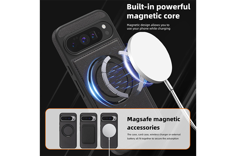 Magnetic Leather Phone Case with 360 Degree Rotating Stand forfor Google pixel 10a/9a/8a Series (Support OEM/ODM)