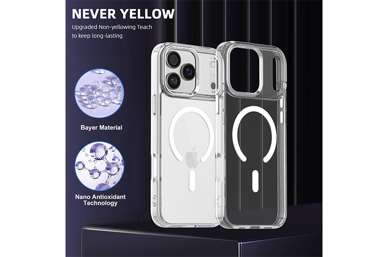 Crystal Clear Magnetic PC+TPU Phone Case for iPhone 17/16/15/14/13/12 Series (Support OEM/ODM)