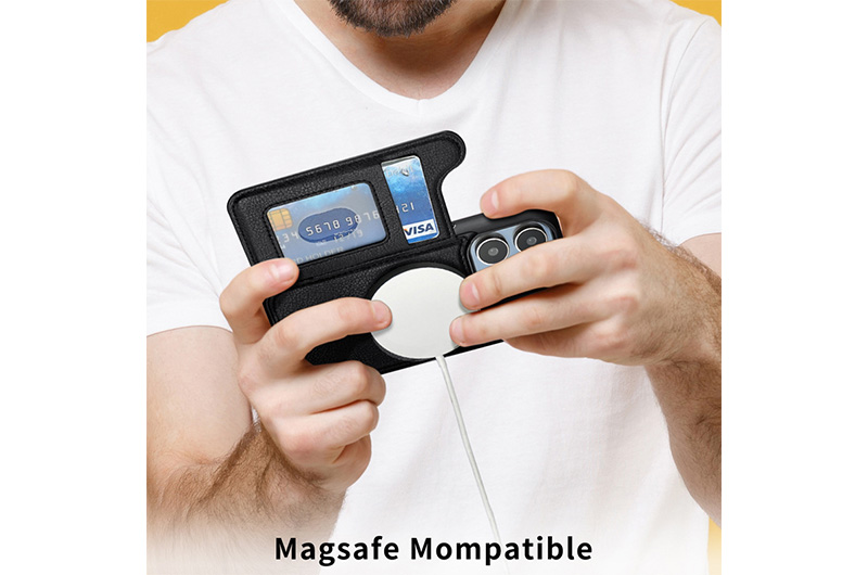 Magnetic Leather Phone Case  with Card Holder for iPhone 17/16/15/14/13/12/11 Series (Support OEM/ODM)