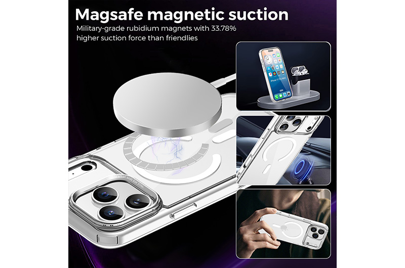 Crystal Clear Magnetic PC+TPU Phone Case for iPhone 17/16/15/14/13/12 Series (Support OEM/ODM)