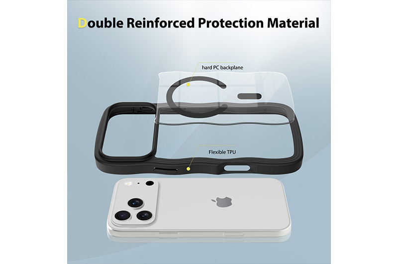 Skin-Friendly Wave Magnetic PC+TPU Phone Case for iPhone 17/16/15 Series (Support OEM/ODM)