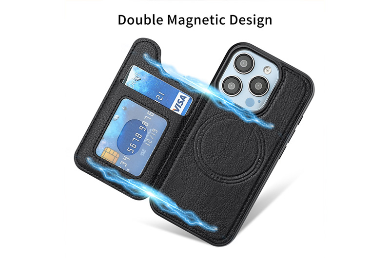Magnetic Leather Phone Case  with Card Holder for iPhone 17/16/15/14/13/12/11 Series (Support OEM/ODM)