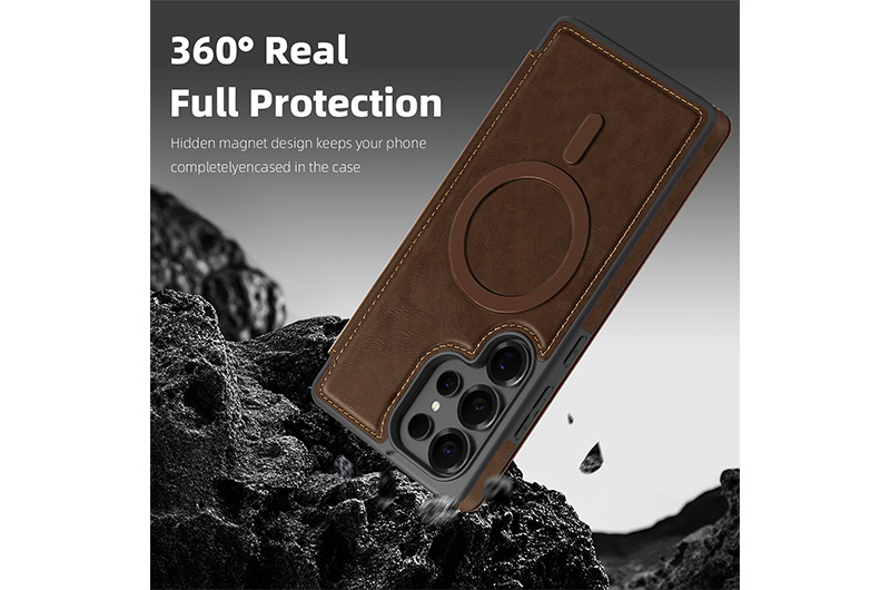 Leather Magnetic Phone Case with RFID  Blocking Card Slots for Samsung Galaxy S26/S25/S24/23Series (Support OEM/ODM)