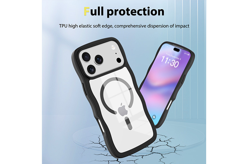 Skin-Friendly Wave Magnetic PC+TPU Phone Case for iPhone 17/16/15 Series (Support OEM/ODM)