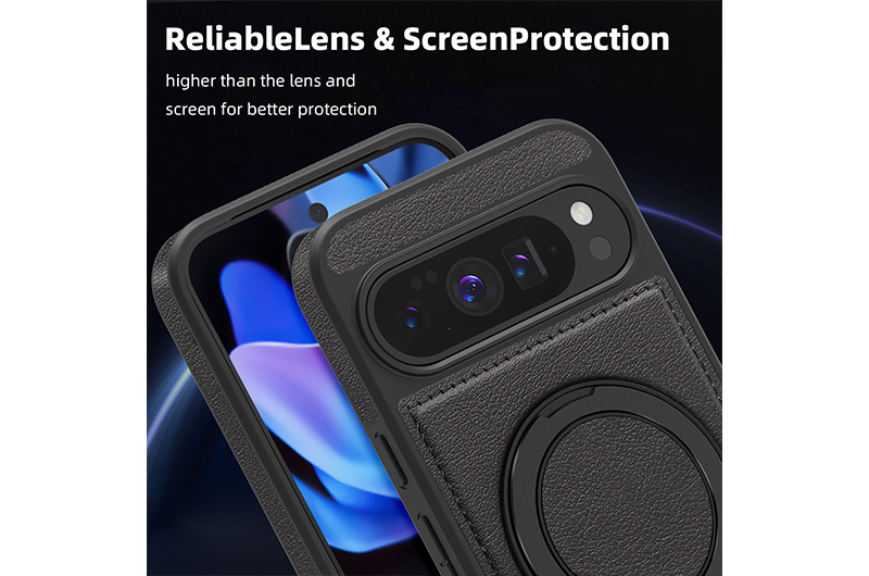 Magnetic Leather Phone Case with 360 Degree Rotating Stand forfor Google pixel 10a/9a/8a Series (Support OEM/ODM)