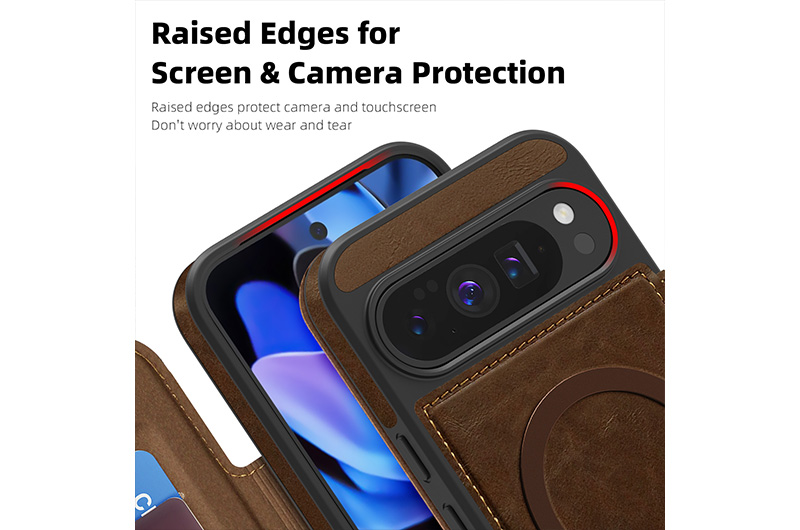 Leather Magnetic Phone Case with RFID  Blocking Card Slots for Google pixel 10a/9a/8a Series (Support OEM/ODM)