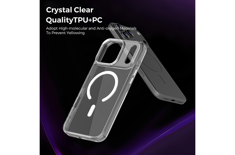 Crystal Clear Magnetic PC+TPU Phone Case for iPhone 17/16/15/14/13/12 Series (Support OEM/ODM)