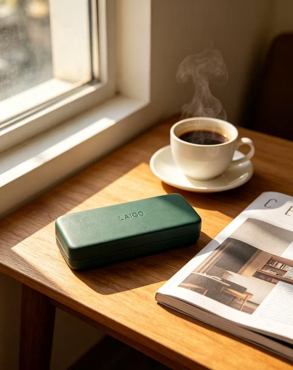 LAIGO Eyeglass Leather Case, Classic Glasses Case