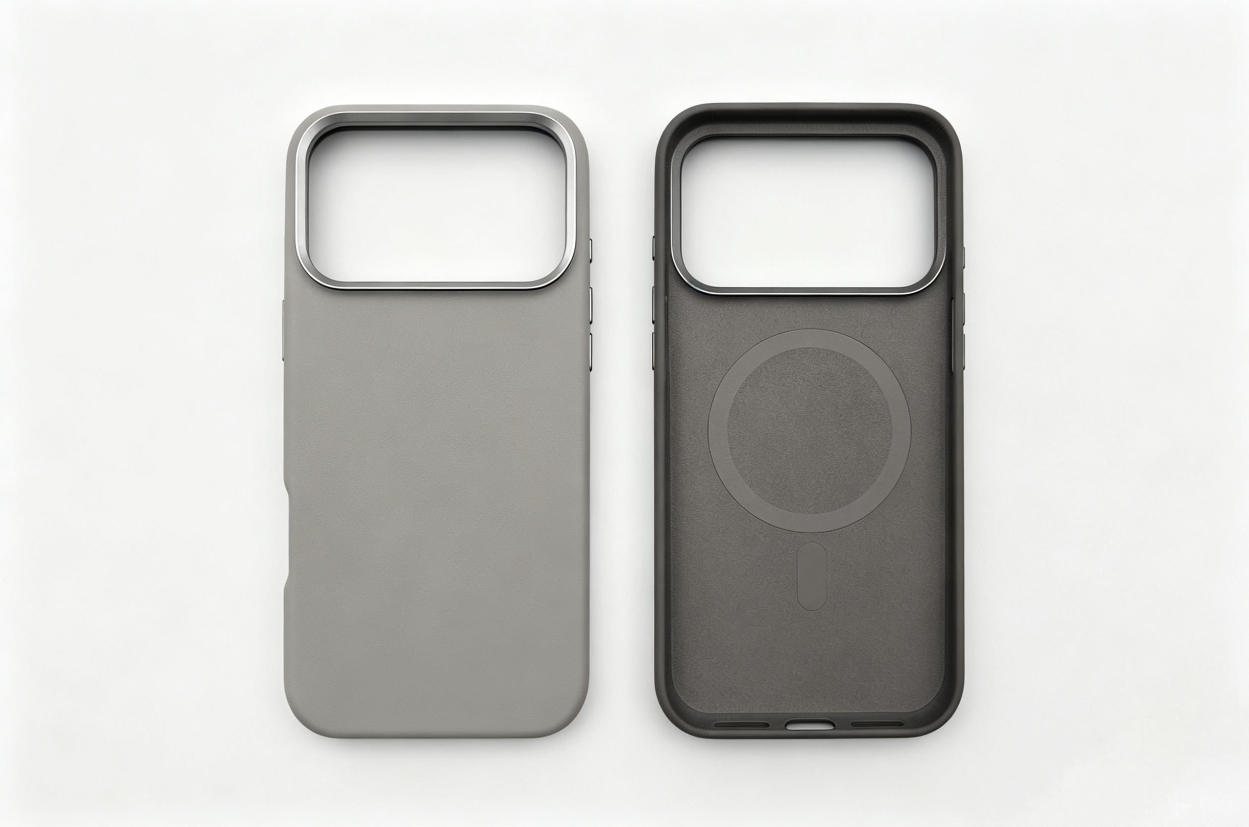 Magnetic Full Grain Leather Phone Case with Metal Key Button & AI Button for iPhone 17/16/15/14/13/12/11 Series (Support OEM/ODM)