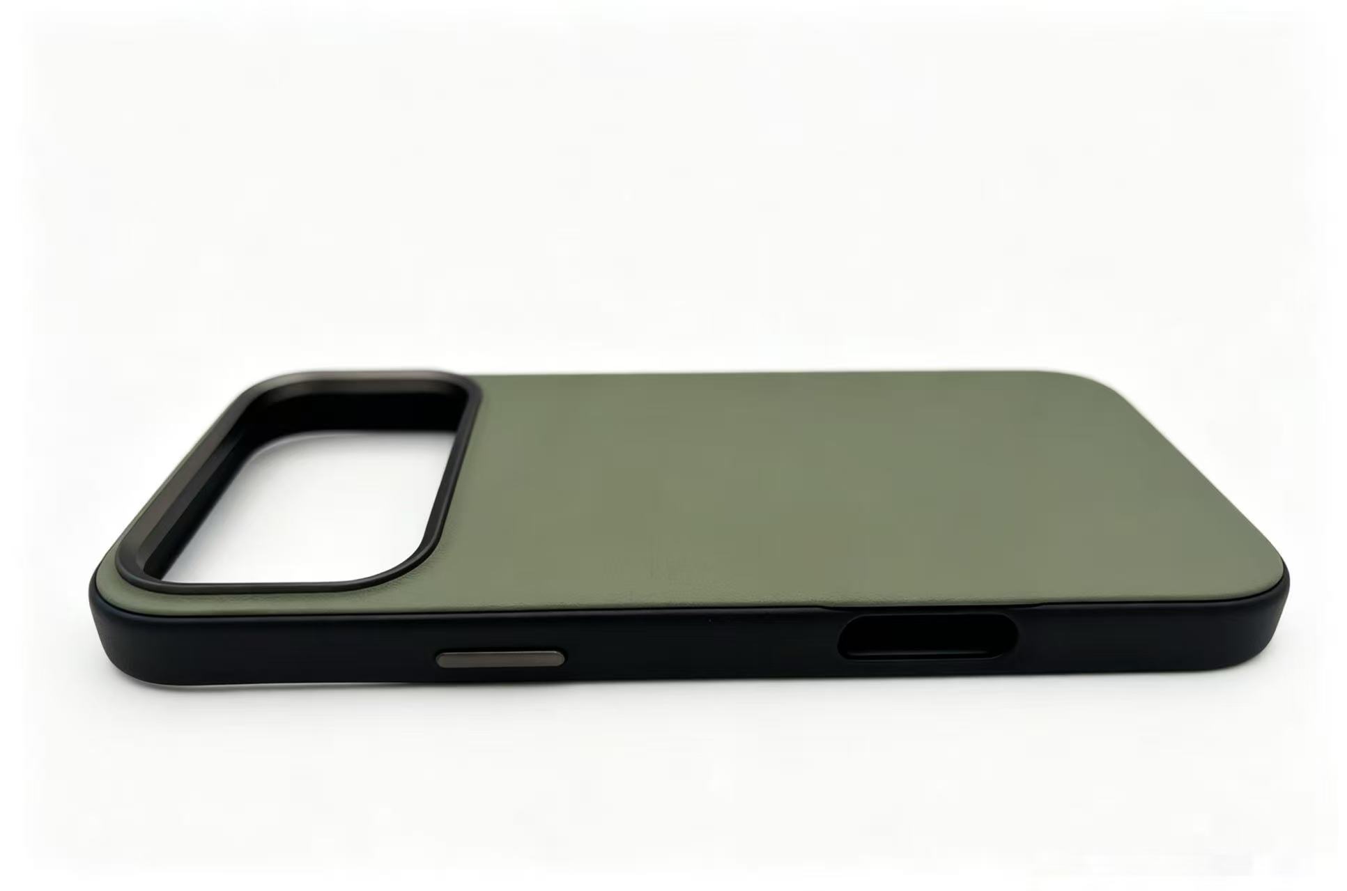 Magnetic 2 in 1 TPU+PC Leather Phone Case with Metal Key Button for iPhone 17/16/15/14/13/12/11 Series (Support OEM/ODM)