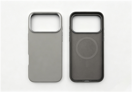 Magnetic Full Grain Leather Phone Case with Metal Key Button & AI Button for iPhone 17/16/15/14/13/12/11 Series (Support OEM/ODM)